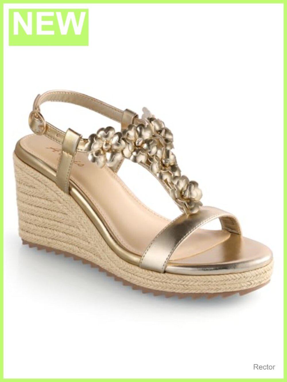 Ankis Espadrille Wedge Sandals Open Toe Flower T Strap High Heel